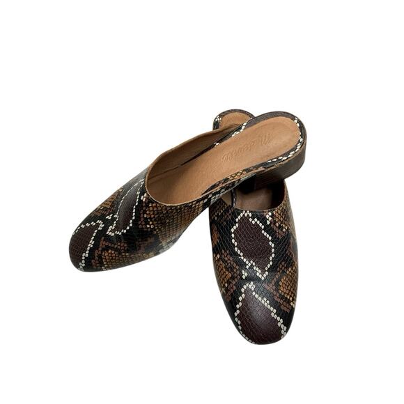 Madewell Remi Mules Women's Snakeskin Leather Slip On Shoes Flats Size US 8 .5 - Picture 1 of 11